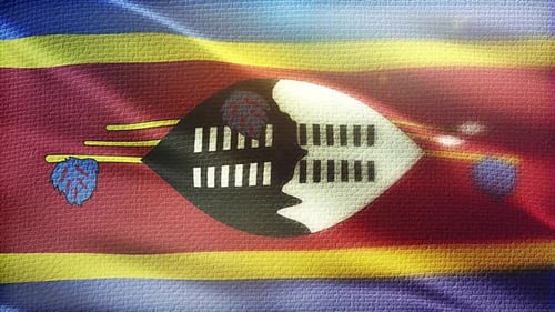 Waving Eswatini Flag with Realistic Fabric Texture and Sunlight Flare