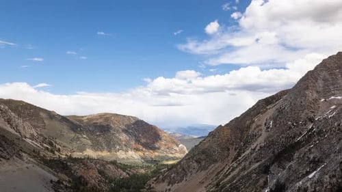Time Lapse of the clouds above a beautiful valley near Yosemite
