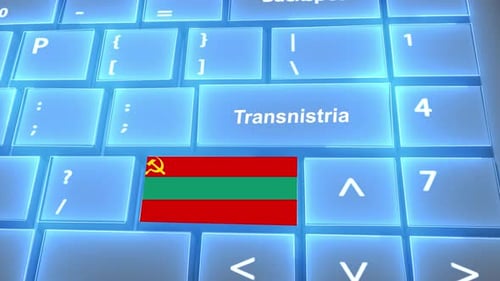 Flagge von Transnistrien auf den Tasten der Tastatur mit dem Ländernamen