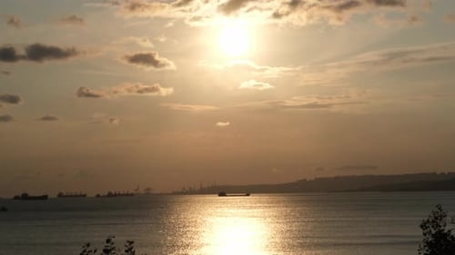 Pink sky sea and sunlight