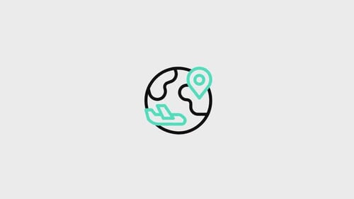 Animated Travel Icon with Globe and Airplane