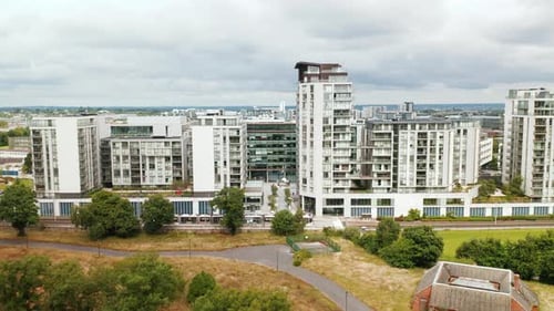 Aerial Shot of Modern Apartments and City Buildings