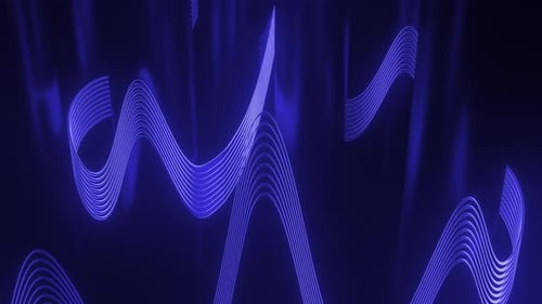 Abstract Blue Neon Wavy Lines Animated Background