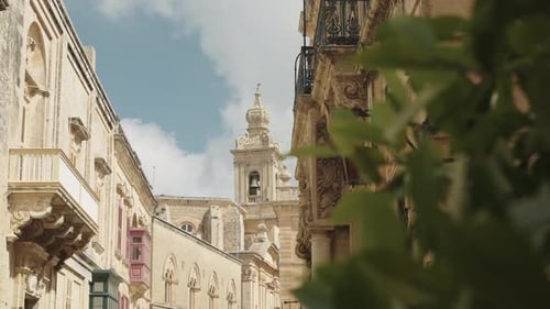 Historical Church and Buildings in Mdina in Malta
