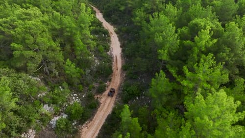 Aerial View Extreme Quad Biking in Mountain Landscapes
