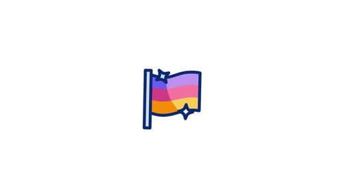 Animated Pride Flag Icon Waving with Twinkling Stars