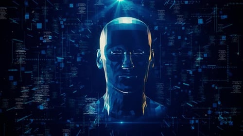 Human Head Brain Network AI Artificial Intelligence Deep Learning Concept Robot Face Virtual Human