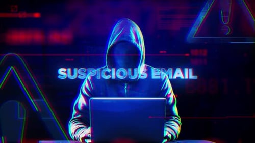 Suspicious Email Text Reveal with Glitch Effects