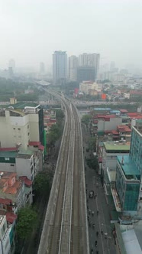Aerial View of Traffic in Hanoi Vietnam
