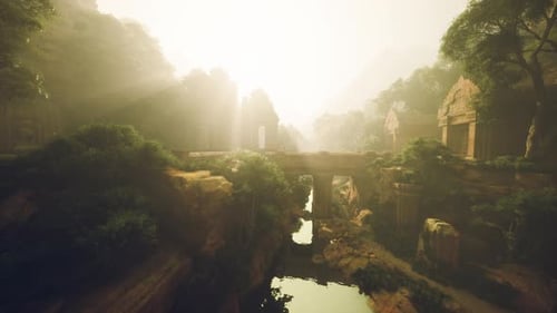 Morning Light Illuminates Ancient Structure Over Sylvan Valley