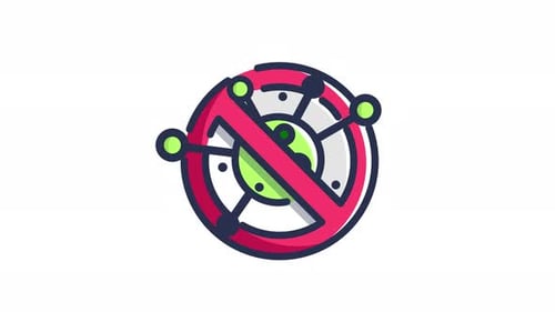 Animated Stop Virus Icon for Medical Awareness