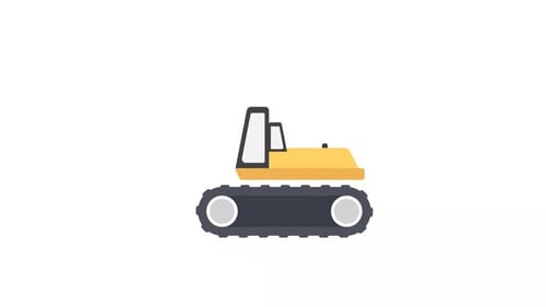 Flat Design Excavator Assembly Animation