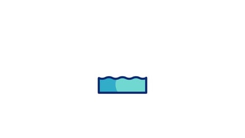 Animated Flat Design Icon of Two People Swimming in Water