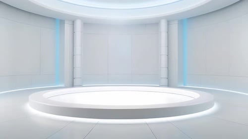 Futuristic White Virtual Stage for Corporate Technology Presentations