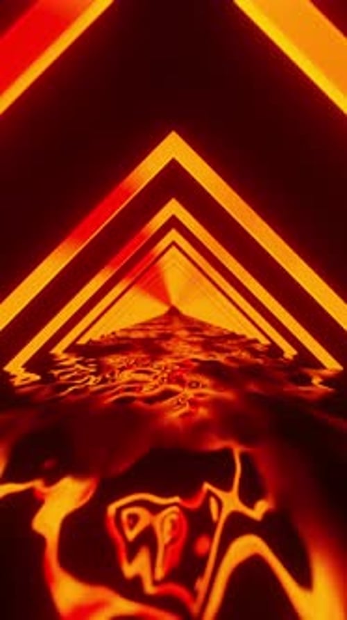 Futuristic Neon Triangle Tunnel Journey