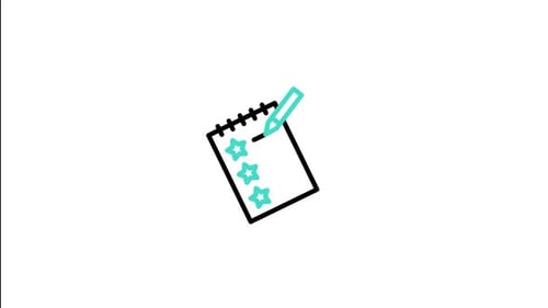 Flat Design Checklist Animation with Pencil Drawing Stars