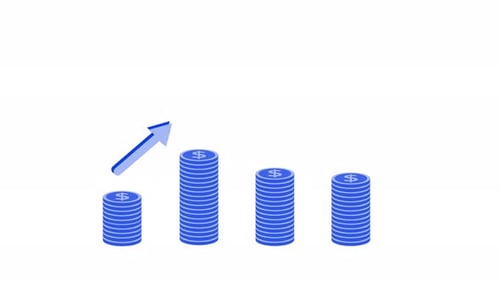 Financial Growth Chart Animation with Rising Dollar Coins