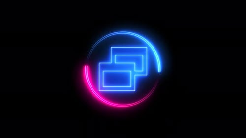 Glowing neon line frame with pink and blue colors circle on black background. Vd 1141 1