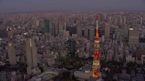 Tokyo Tower Dusk Aerial Japan Skyline