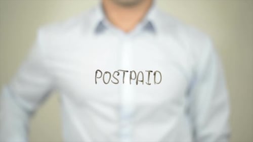 Postpaid, Man Writing on Transparent Screen