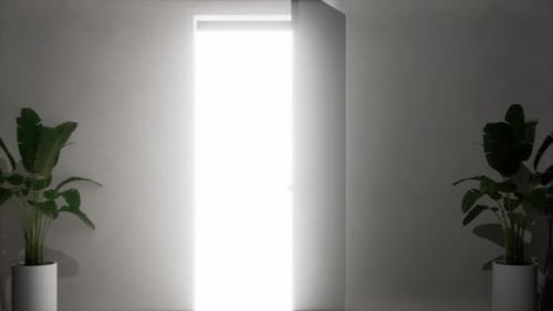 Open Door With Light At The End, New Life And Opportunity Concept