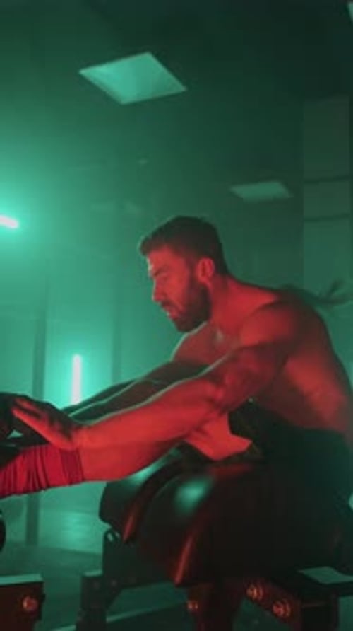 Intense Functional Training Session with Athletes Performing Strength and Conditioning Exercises in