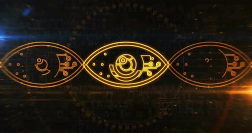 Cyber-Augenspionage, Sicherheitssymbolschleife, digitales Konzept