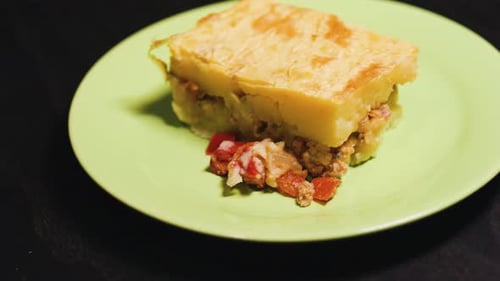 Potato and Meat Casserole Close Up