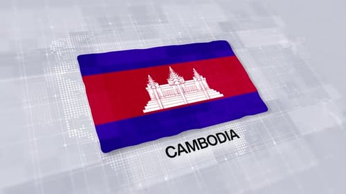Cambodia Flag Presentation Displayed On Modern Clean White Background