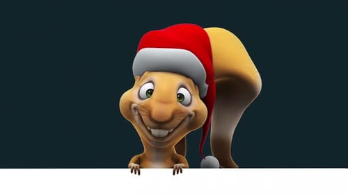Fun 3D cartoon squirrel santa (with alpha channel included)