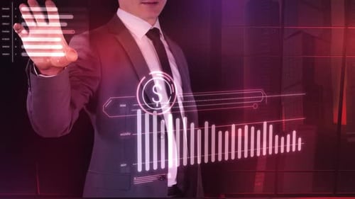 The Trader Monitors The Fall Of Dollar Quotes On A Virtual Panel