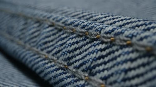 Detailed Macro Shot of Blue Denim Fabric