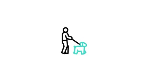 Minimalist Line Art Animation of Person Walking Dog
