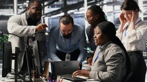 Engineering Team in Data Center Panicking After Receiving Critical Error Popup