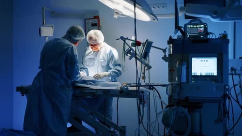 Surgeons Performing Operation in Hospital Operating Room