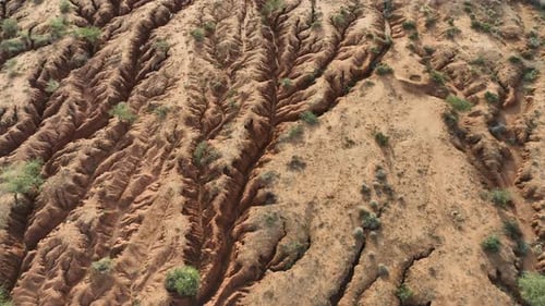 Aerial view of eroded terrain, Nigeria.