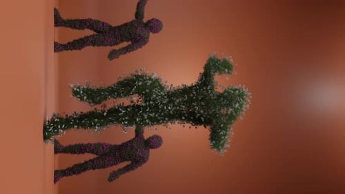 Vertical Video Dance of a Group of Persons with Herbal and Floral Skin Seamless Loop