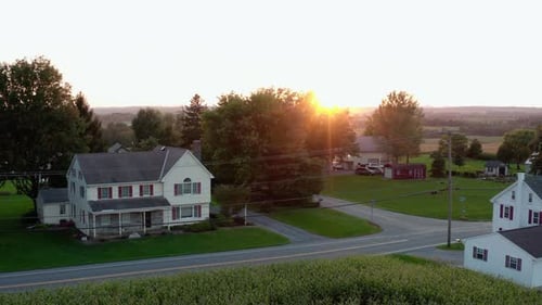 Golden Hour Over the Quiet Suburbs A Peaceful Morning View