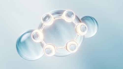 Futuristic Molecular Structure Rotating with Glowing Particles