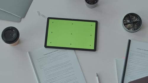 Workplace with Digital Tablet and Business Documents in Office