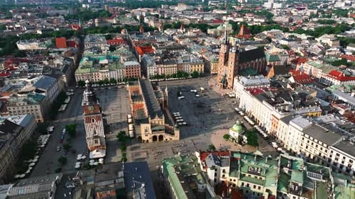 Krakow city old town aerial view