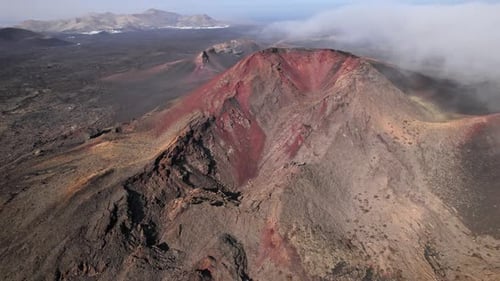 Flying Over Volcanoes Near Timanfaya National Park Lanzarote Canary Islands