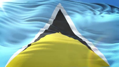 Saint Lucia Flag Waving in Realistic Slow Motion