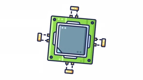 Processeur informatique, icône animée en boucle transparente
