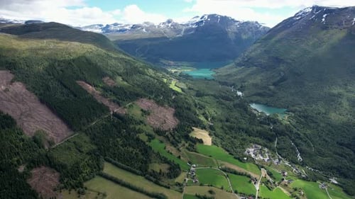 Scenic Snowy Mountains and Lakes in Norway