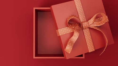 Minimalist Red Gift Box Opening Reveal Animation