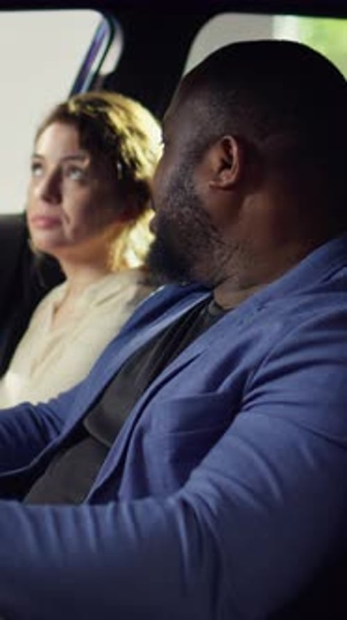 Vertical Video Clients Going on Test Drive Before Buying Car Receiving Keys From Salesman