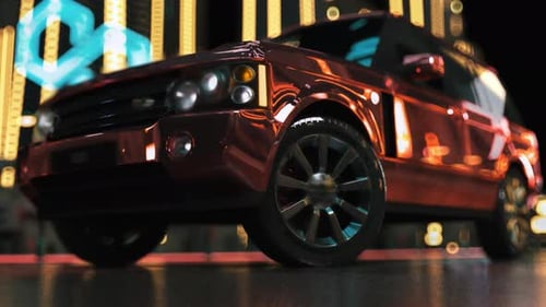 Futuristic Red Car in Modern Dubai – 3D Cinematic Render