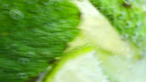 Lime and Mint Refreshing Bubbly Drink Close Up