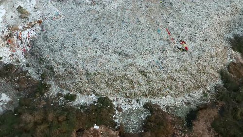 Aerial View of Garbage Pile in Landfill or Trash Dump Environmental Pollution and Ecological